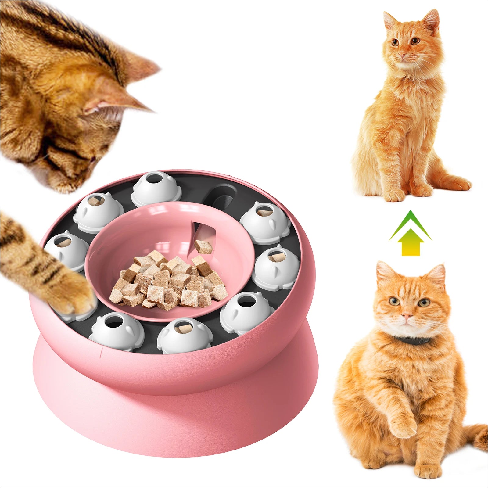 Interactive Slow Feeder Cat Toy - Cat Puzzle Feeder Bowl - Promotes Digestion and Mental Stimulation for Indoor Cats