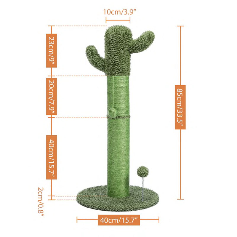 Cute Cactus Pet Cat Tree Toy with Ball Scratching Post for Cat Kitten Climbing Mushroom Condo Protecting Furniture Fast Delivery