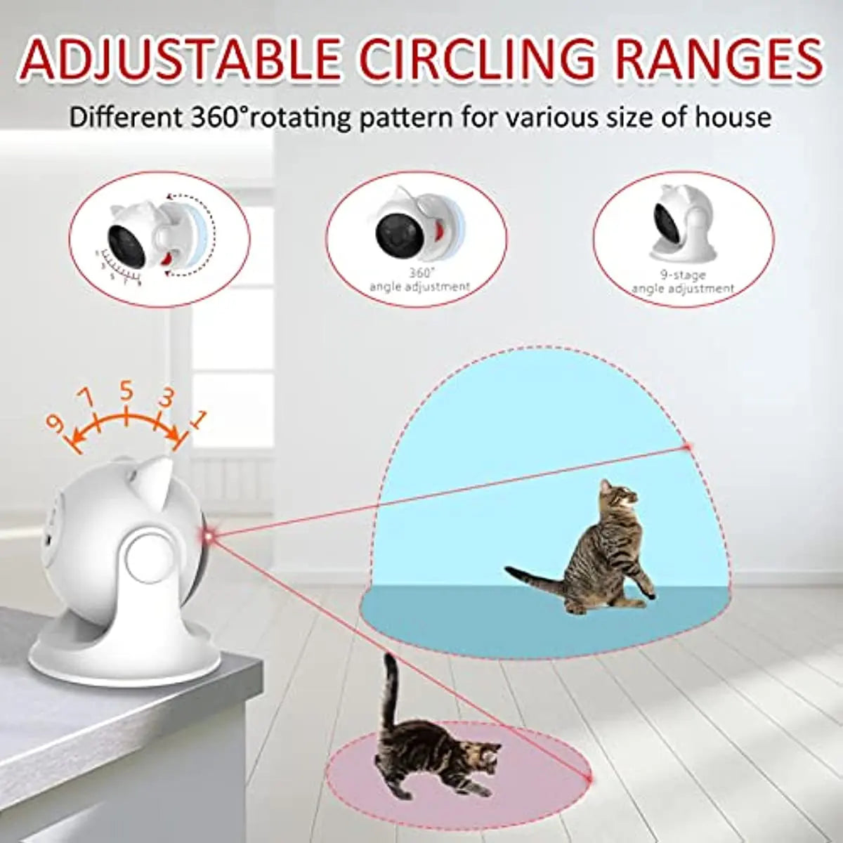 Rechargeable Motion-Activated Cat Laser Toy - Interactive Automatic Toy for Indoor Cats, Kittens, and Dogs - Dual Fast and Slow Modes