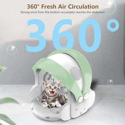 Foldable Automatic Pet Dryer Box 8 Fans 360° Airflow Temperature Control 4-Speed Timer 60L Capacity Cats and Small Dogs Smooth &