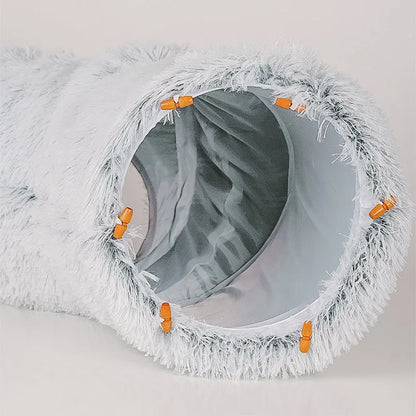 4 in1round Soft Long Plush Pet Bed, House, Tunnel  and Toy for Cats' and Small Dogs' Deep Sleep