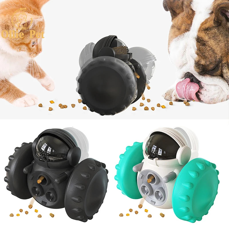 Dog Treat Toy Interactive Tumbler Robot Slow Food Feeder Puppy Cat Snack Treat Dispenser Dog Supplies for Pet Dogs IQ Training