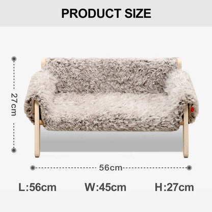 Luxurious Wooden Pet Bed with Plush Cushion for Cats and Small Dogs - Four Seasons Pet Nest