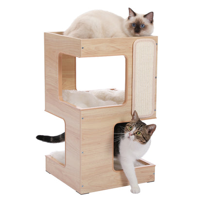 Solid Wood Double Layer No Trace Stickers Sisal Cat Nest